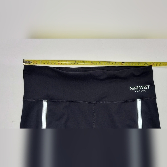 Nine West Active Black & White Yoga Athletic Leggings Reflective Stripes L - Picture 5 of 10